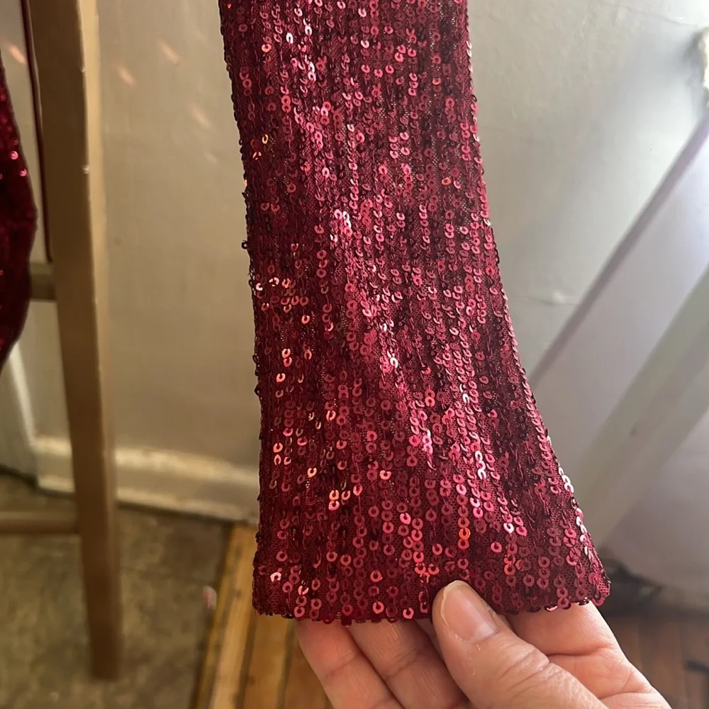 FASHION NOVA Burgundy Sequin Mini Dress - Picture 13 of 17